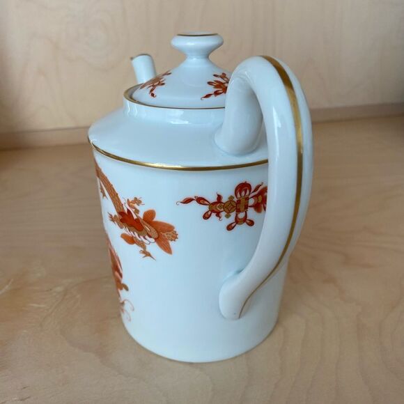 VINTAGE RAYNAUD CERALENE LIMOGES FRANCE 'DRAGON RED' TEAPOT - Picture 10 of 10